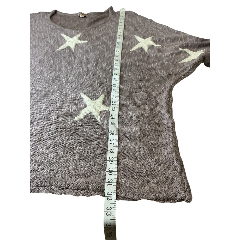 Gigio Plus Womens 1XL Star Print Oversized V-Neck Sweater Mauve PC1400 - Picture 4 of 8